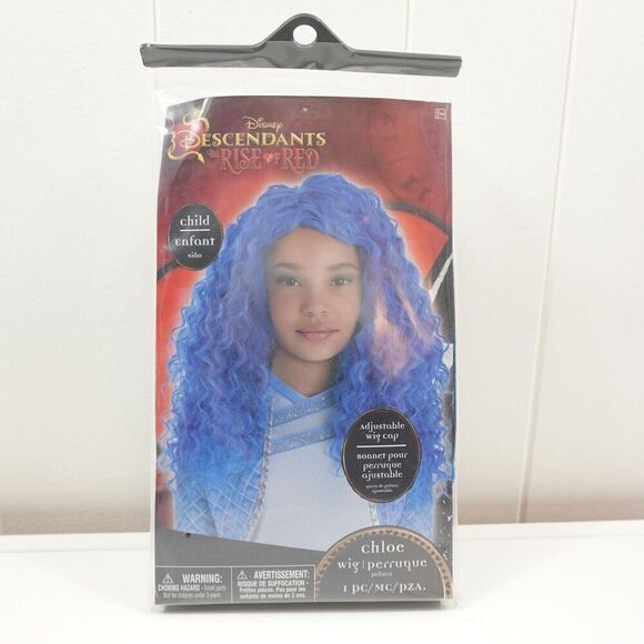 Disney Descendants 4 Chloe Kids Blue Curly Wig - Picture 3 of 5